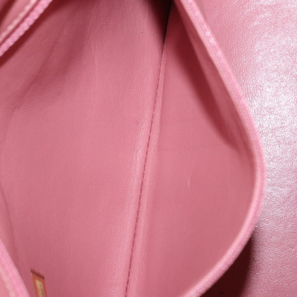 CHANEL Matelasse Chain Hand Bag Enamel Orange Silver CC Auth BA8407