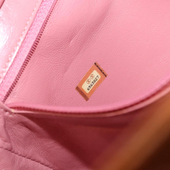 CHANEL Matelasse Chain Hand Bag Enamel Orange Silver CC Auth BA8407