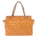 CHANEL Matelasse Chain Hand Bag Enamel Orange Silver CC Auth BA8407-2