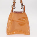 CHANEL Matelasse Chain Hand Bag Enamel Orange Silver CC Auth BA8407-3