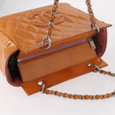 CHANEL Matelasse Chain Hand Bag Enamel Orange Silver CC Auth BA8407-7