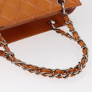 CHANEL Matelasse Chain Hand Bag Enamel Orange Silver CC Auth BA8407-8