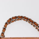 CHANEL Matelasse Chain Hand Bag Enamel Orange Silver CC Auth BA8407-14