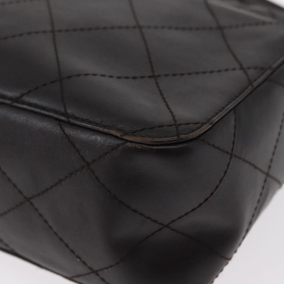 CHANEL Matelasse Shoulder Bag Lamb Skin Dark Brown Gold CC Auth BA8408