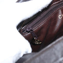 CHANEL Matelasse Shoulder Bag Lamb Skin Dark Brown Gold CC Auth BA8408-19