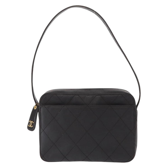 CHANEL Matelasse Shoulder Bag Lamb Skin Dark Brown Gold CC Auth BA8408