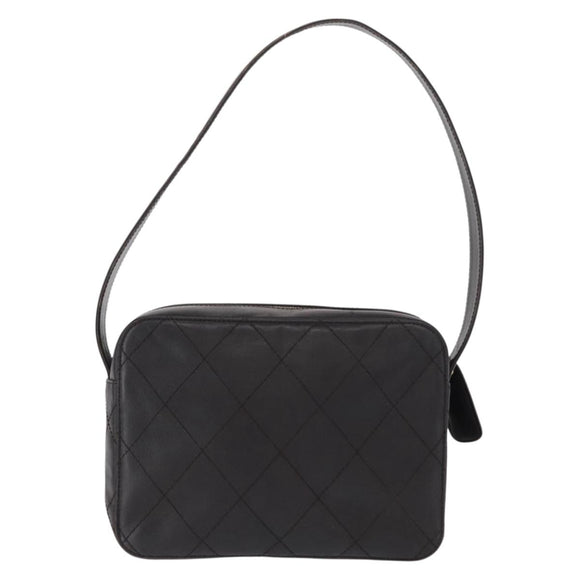 CHANEL Matelasse Shoulder Bag Lamb Skin Dark Brown Gold CC Auth BA8408