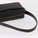 CHANEL Matelasse Shoulder Bag Lamb Skin Dark Brown Gold CC Auth BA8408-7