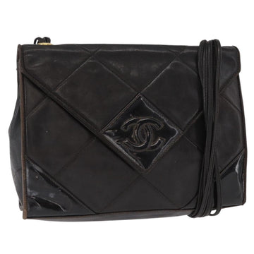 CHANEL Matelasse Shoulder Bag Lamb Skin Brown Gold CC Auth BA8409