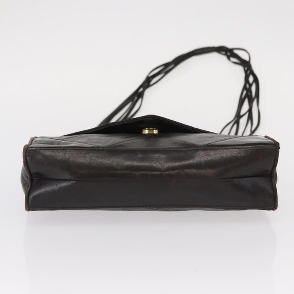 CHANEL Matelasse Shoulder Bag Lamb Skin Brown Gold CC Auth BA8409