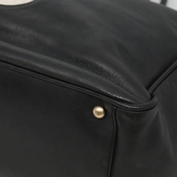 CHANEL Camelia Tote Bag Lamb Skin Black CC Auth BA841