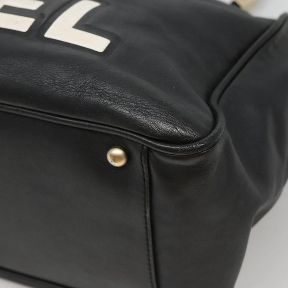 CHANEL Camelia Tote Bag Lamb Skin Black CC Auth BA841