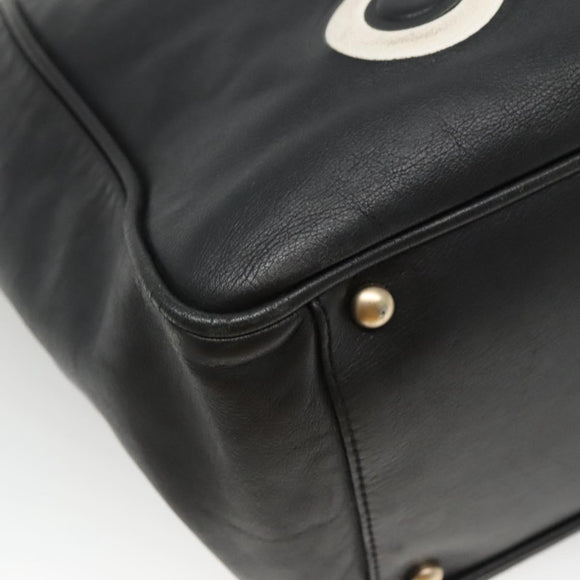 CHANEL Camelia Tote Bag Lamb Skin Black CC Auth BA841