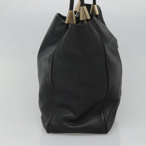 CHANEL Camelia Tote Bag Lamb Skin Black CC Auth BA841