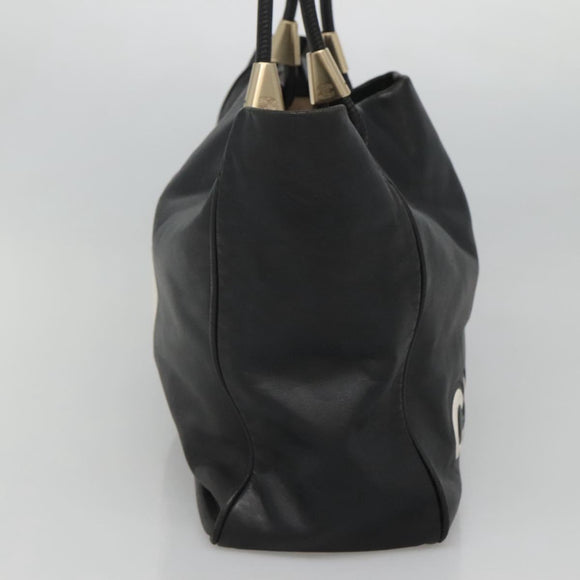 CHANEL Camelia Tote Bag Lamb Skin Black CC Auth BA841