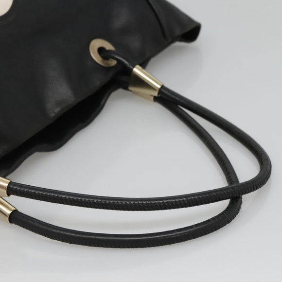 CHANEL Camelia Tote Bag Lamb Skin Black CC Auth BA841