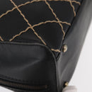 CHANEL Wild stitch Hand Bag Lamb Skin Black CC Auth BA8410-9