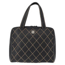 CHANEL Wild stitch Hand Bag Lamb Skin Black CC Auth BA8410-13