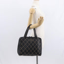 CHANEL Wild stitch Hand Bag Lamb Skin Black CC Auth BA8410-23