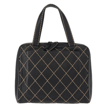 CHANEL Wild stitch Hand Bag Lamb Skin Black CC Auth BA8410 - 0