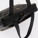 CHANEL Wild stitch Hand Bag Lamb Skin Black CC Auth BA8410-6