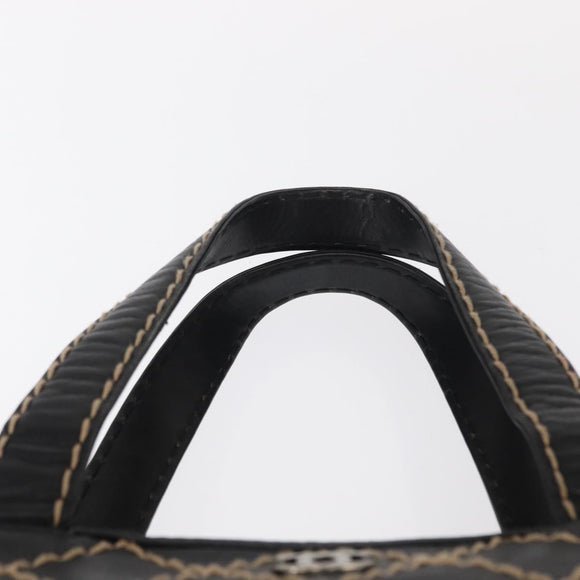 CHANEL Wild stitch Hand Bag Lamb Skin Black CC Auth BA8410