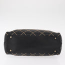 CHANEL Wild stitch Hand Bag Lamb Skin Black CC Auth BA8410-5