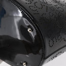 CHANEL Punching Hand Bag Enamel Black Silver CC Auth BA8412-14