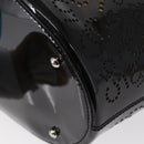 CHANEL Punching Hand Bag Enamel Black Silver CC Auth BA8412-16