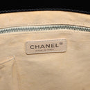CHANEL Punching Hand Bag Enamel Black Silver CC Auth BA8412-17