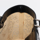 CHANEL Punching Hand Bag Enamel Black Silver CC Auth BA8412-18