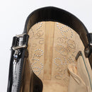 CHANEL Punching Hand Bag Enamel Black Silver CC Auth BA8412-19