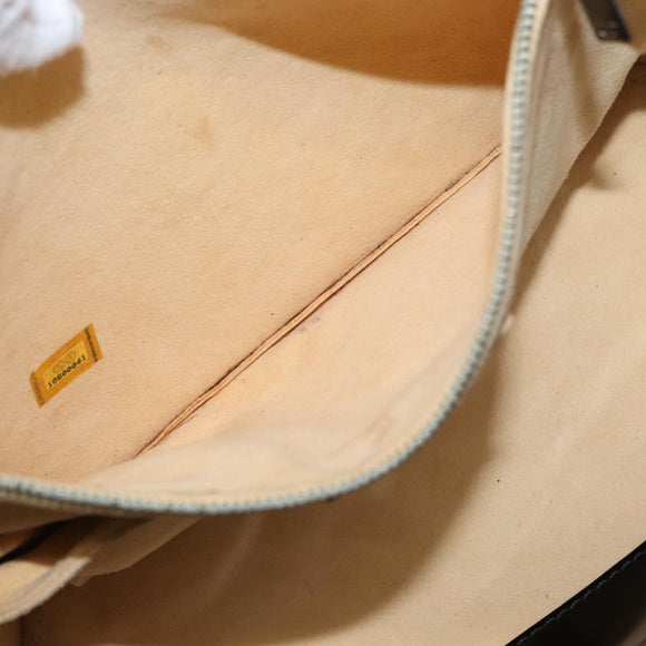 CHANEL Punching Hand Bag Enamel Black Silver CC Auth BA8412