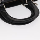 CHANEL Punching Hand Bag Enamel Black Silver CC Auth BA8412-7