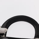 CHANEL Punching Hand Bag Enamel Black Silver CC Auth BA8412-8