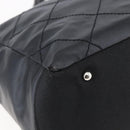 CHANEL Paris Biarritz MM Tote Bag Coated Canvas Black Silver CC Auth BA8414-15