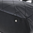 CHANEL Paris Biarritz MM Tote Bag Coated Canvas Black Silver CC Auth BA8414-16