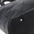 CHANEL Paris Biarritz MM Tote Bag Coated Canvas Black Silver CC Auth BA8414-9