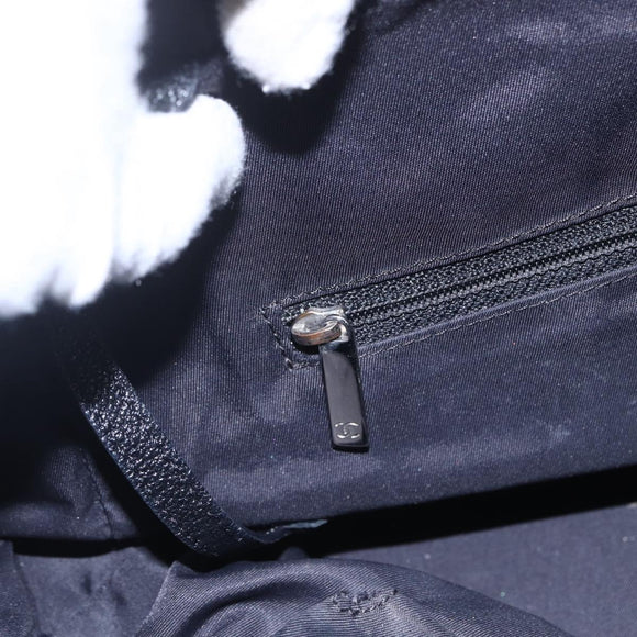 CHANEL Paris Biarritz MM Tote Bag Coated Canvas Black Silver CC Auth BA8414