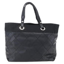 CHANEL Paris Biarritz MM Tote Bag Coated Canvas Black Silver CC Auth BA8414-2