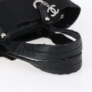 CHANEL Paris Biarritz MM Tote Bag Coated Canvas Black Silver CC Auth BA8414-7