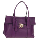 Salvatore Ferragamo Gancini Hand Bag Leather Purple Gold Auth BA8415V-1