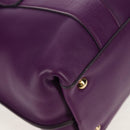 Salvatore Ferragamo Gancini Hand Bag Leather Purple Gold Auth BA8415V-9
