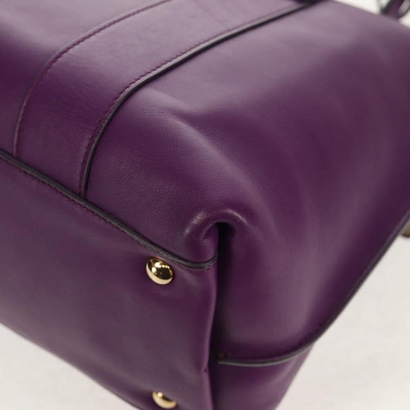 Salvatore Ferragamo Gancini Hand Bag Leather Purple Gold Auth BA8415V