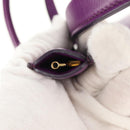 Salvatore Ferragamo Gancini Hand Bag Leather Purple Gold Auth BA8415V-18