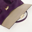 Salvatore Ferragamo Gancini Hand Bag Leather Purple Gold Auth BA8415V-20