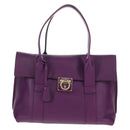 Salvatore Ferragamo Gancini Hand Bag Leather Purple Gold Auth BA8415V-13