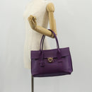 Salvatore Ferragamo Gancini Hand Bag Leather Purple Gold Auth BA8415V-28