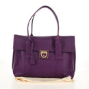 Salvatore Ferragamo Gancini Hand Bag Leather Purple Gold Auth BA8415V-12