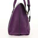 Salvatore Ferragamo Gancini Hand Bag Leather Purple Gold Auth BA8415V-4